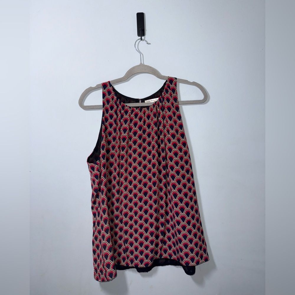 Trina Turk Women’s 100% Silk Geometric Printed Sleeveless Tank X-Large GUC**Read